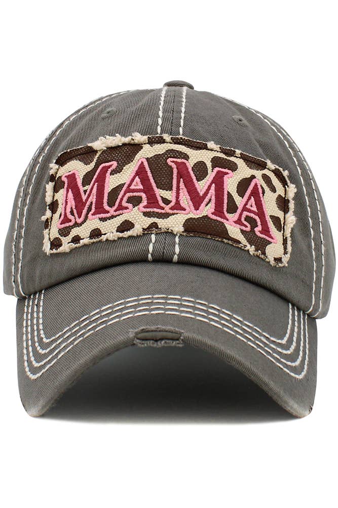 MAMA Leopard Vintage Baseball Cap: Yellow