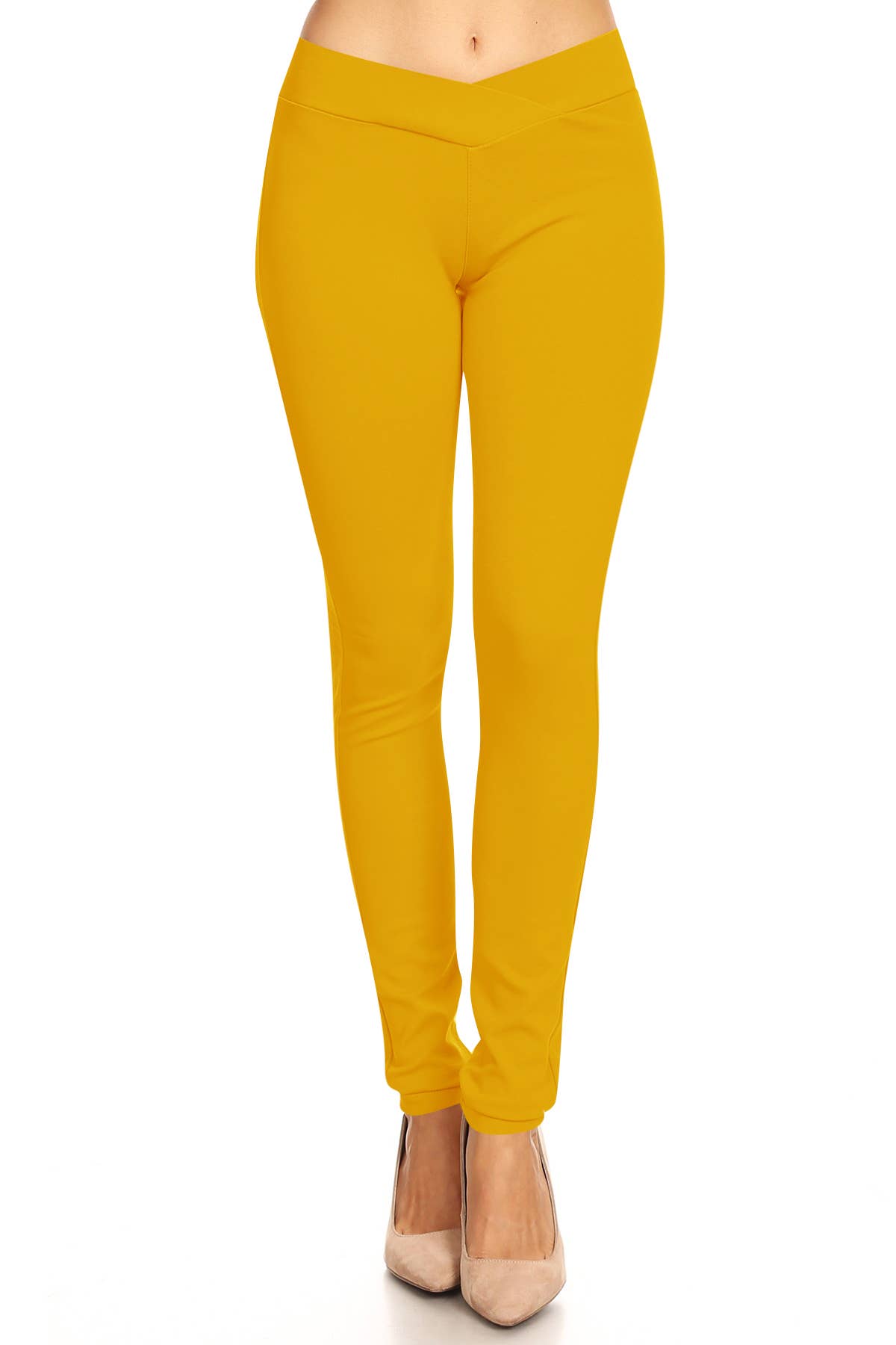 Women's Solid Full Length Elastic Waistband Jeggings Pants