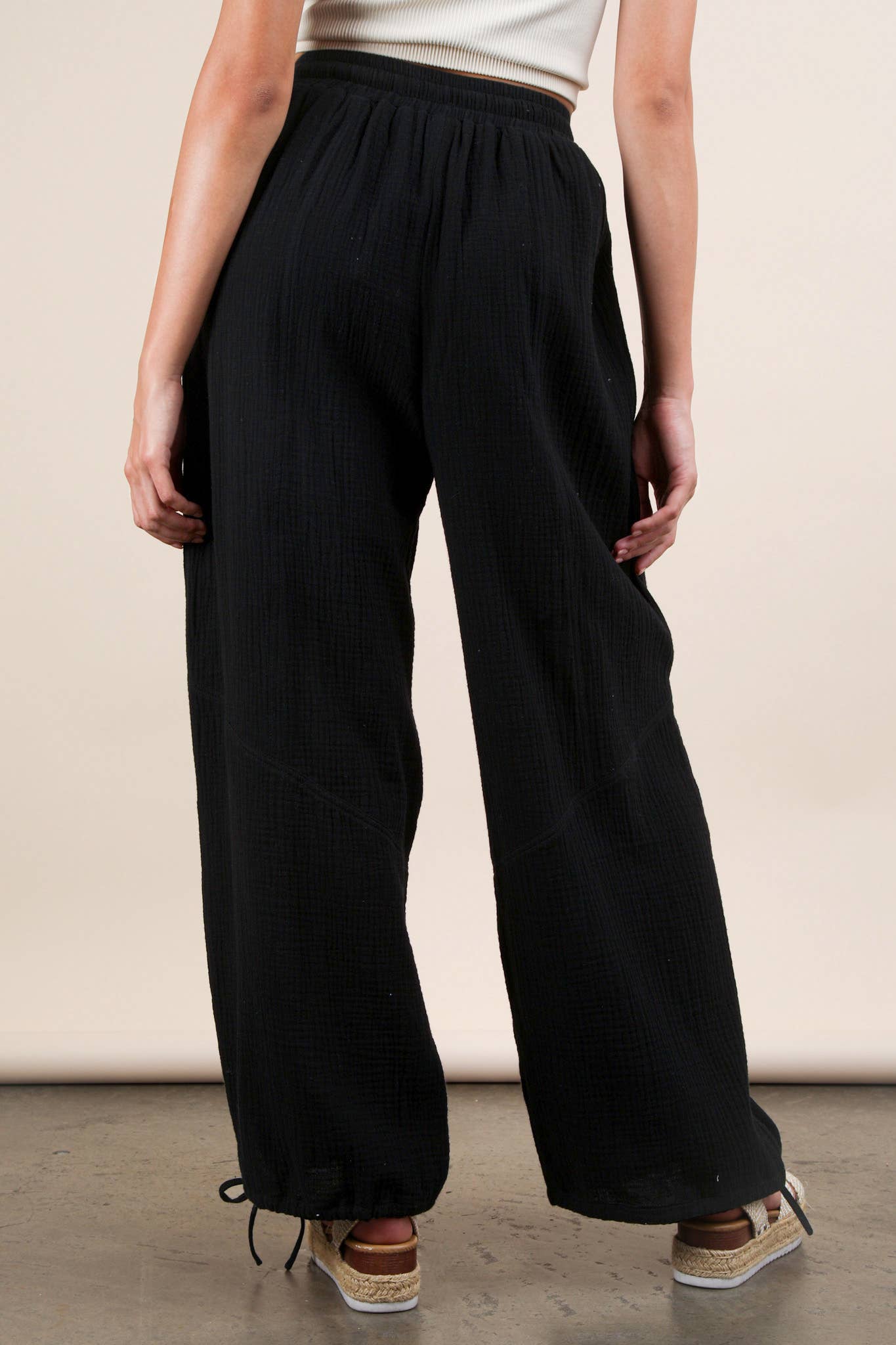 Wide Leg Gauze Solid Pants