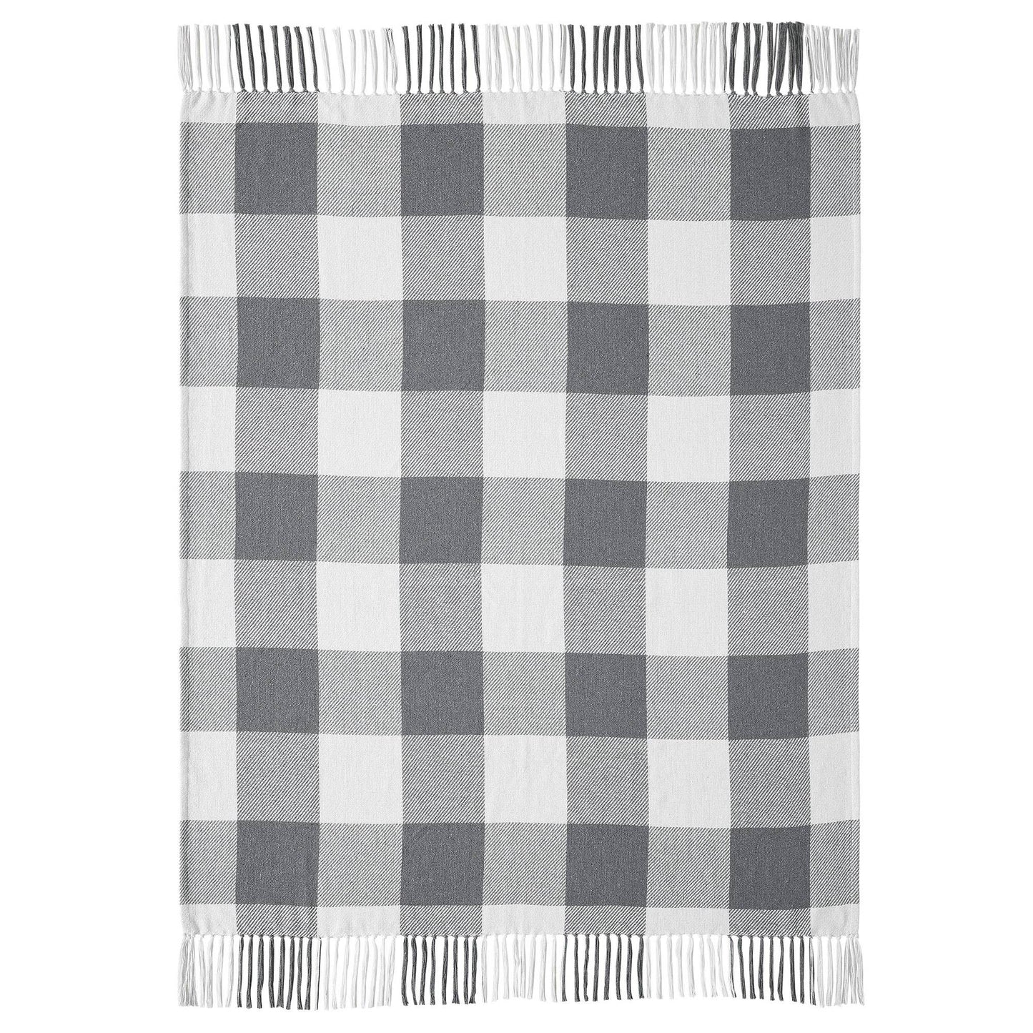 Annie Buffalo Check Grey Woven Throw 50x60