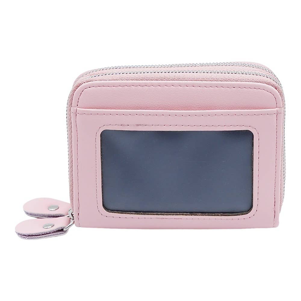 Leather Credit Card Holder with Zipper, Wallet for Women