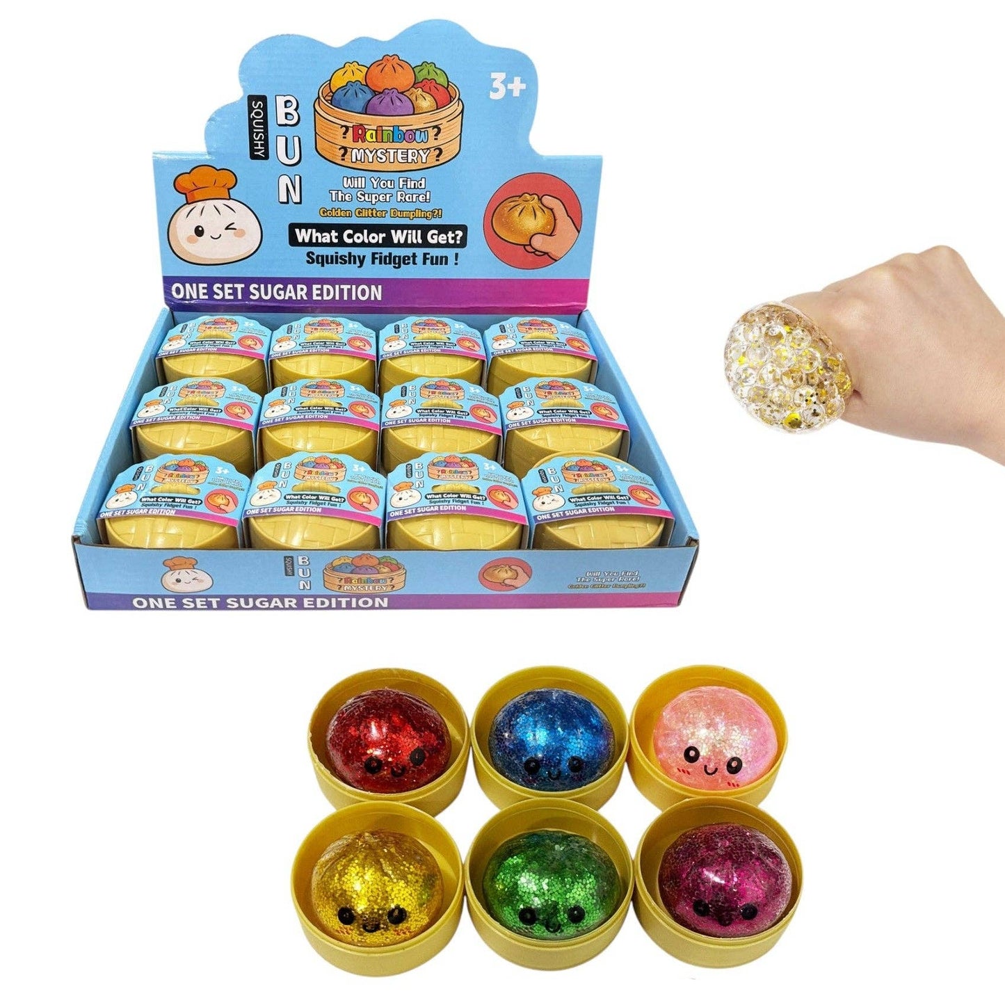 Mini Sugar Glitter Squishy Dumpling With Steamer