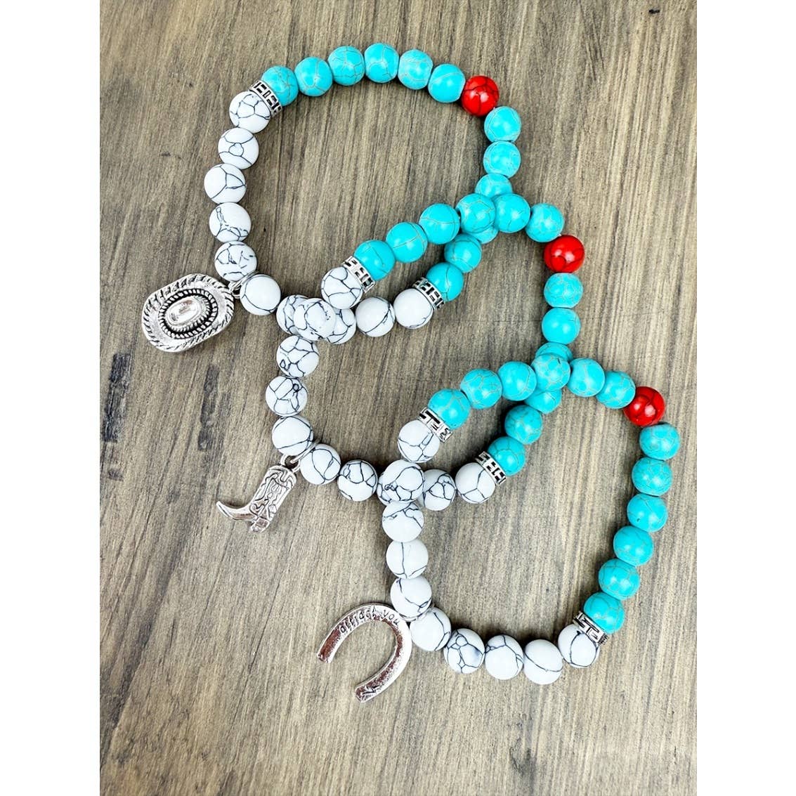 Western Cowboy Mix Charms with Turquoise Bracelets