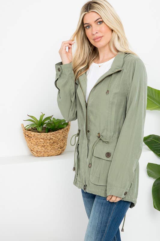 Hooded Anorak Jacket With Cargo Pockets
