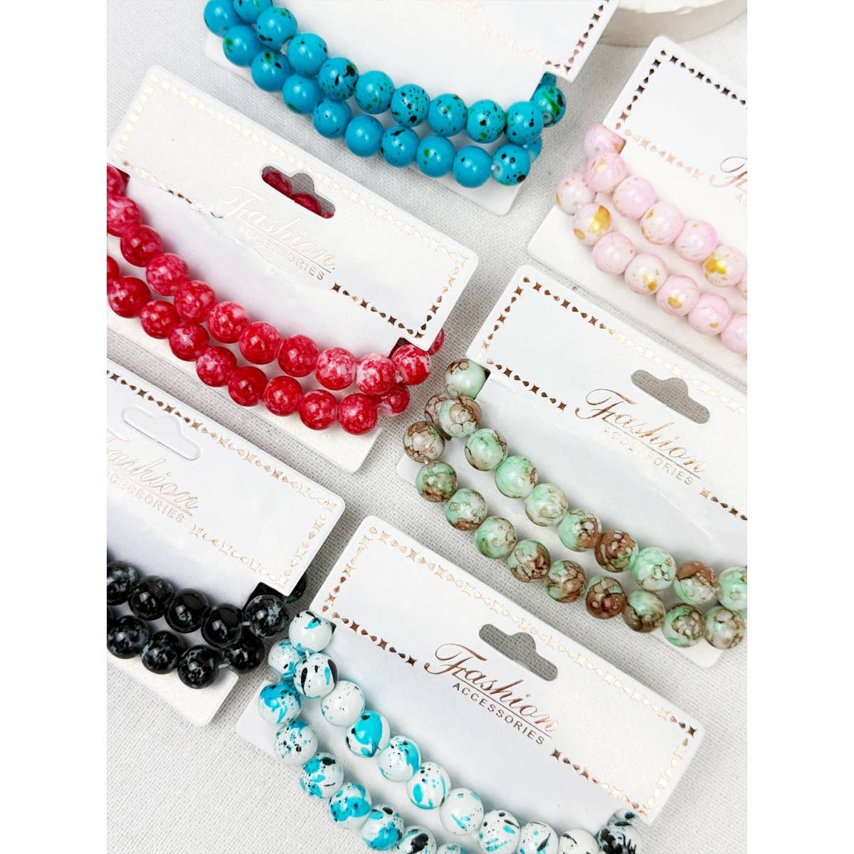 Multi Tone Beaded Stretch Glass Bracelets