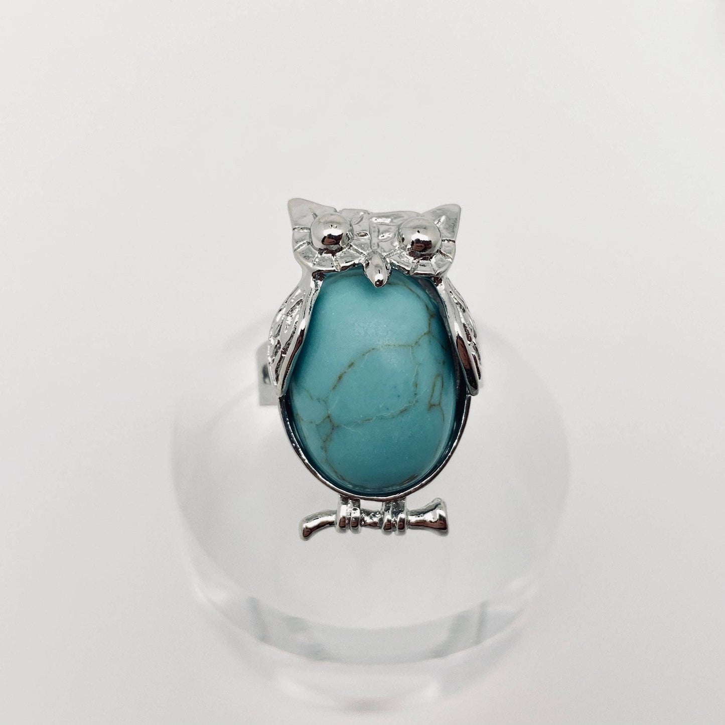 Natural Stone Owl Ring Opening Adjustable - CS