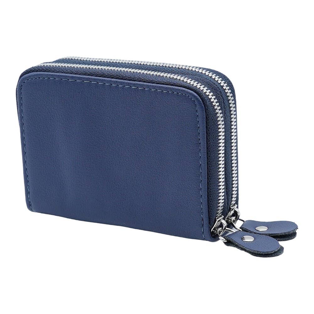 Leather Credit Card Holder with Zipper, Wallet for Women