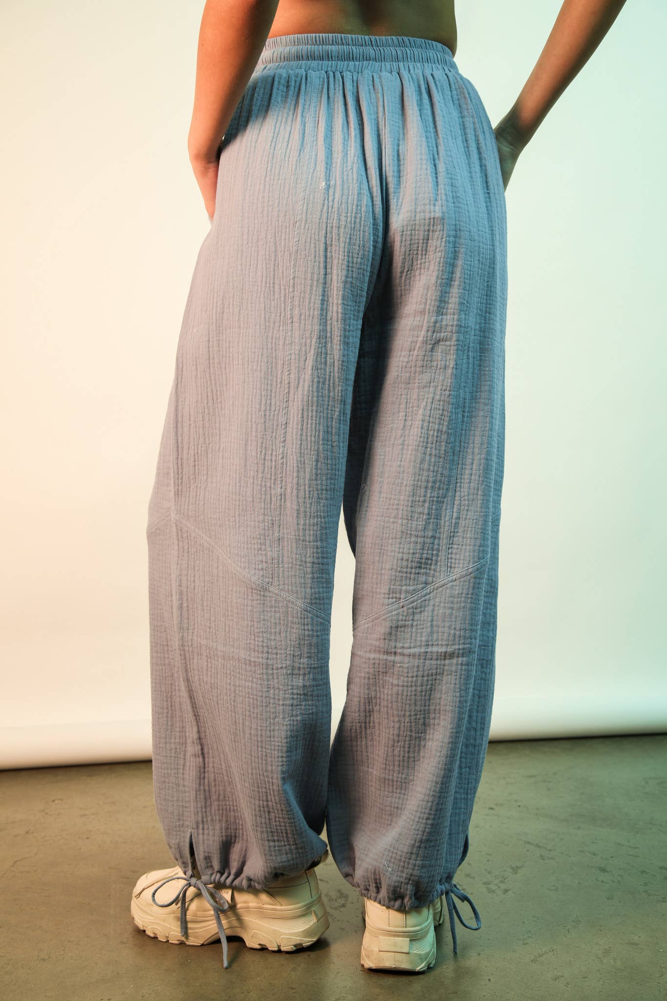 Wide Leg Gauze Solid Pants