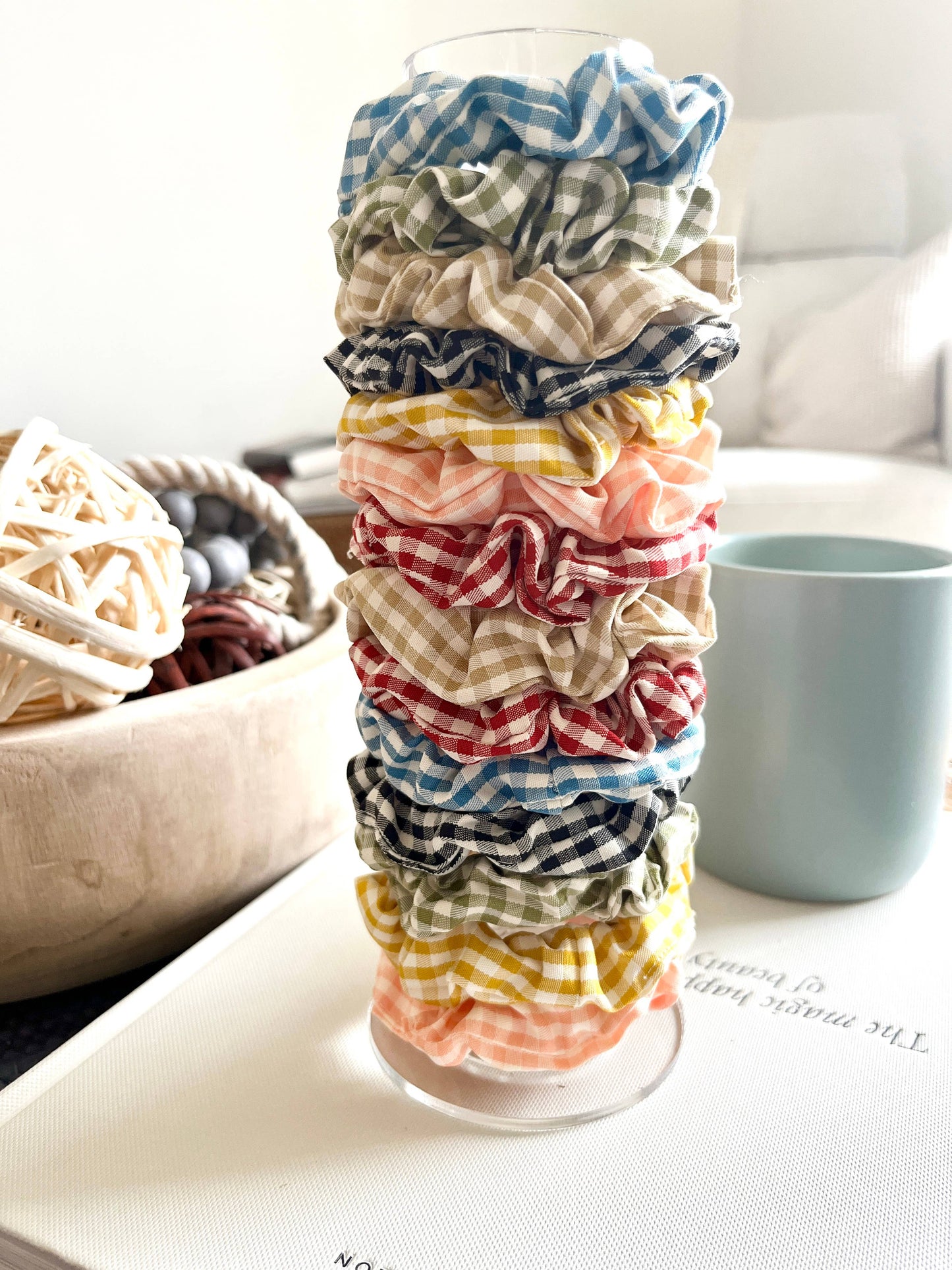 Small Gingham Hair Scrunchies