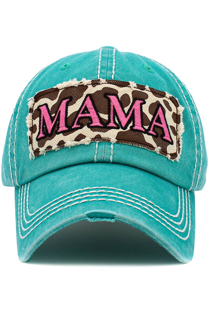 MAMA Leopard Vintage Baseball Cap: Yellow