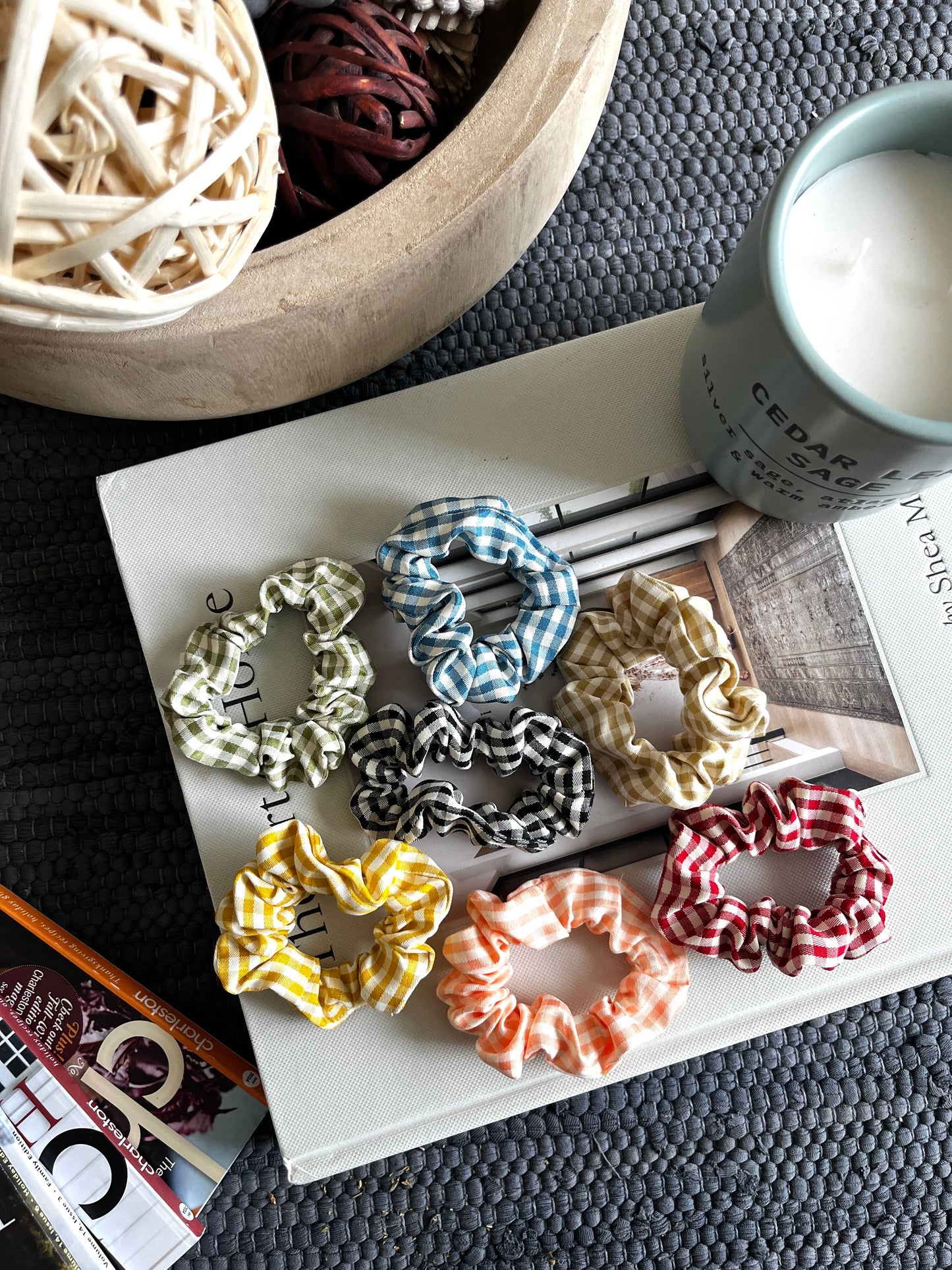 Small Gingham Hair Scrunchies