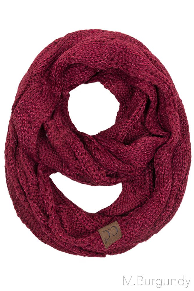 C.C Knitted Metallic Scarf: Teal/Teal