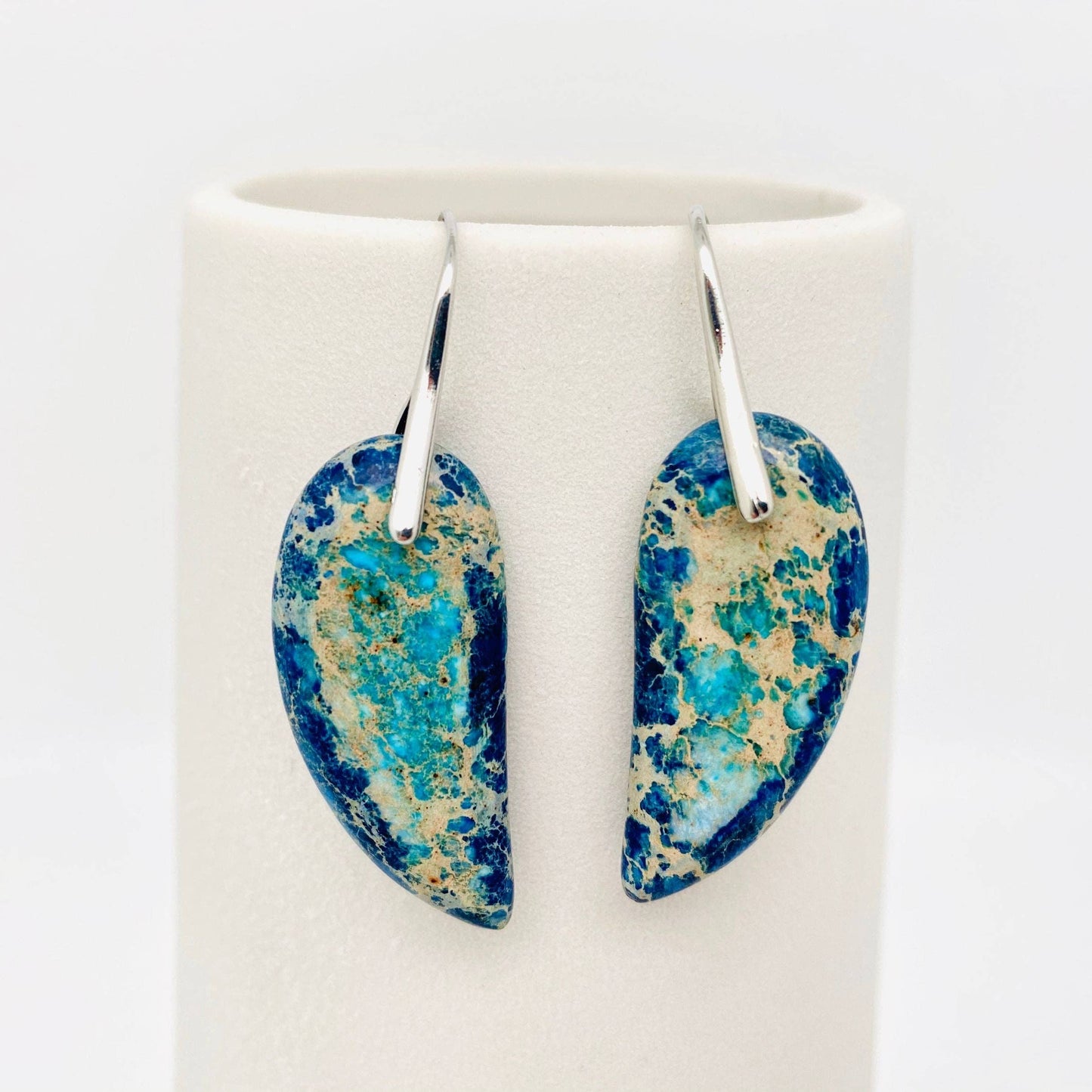 Colored Emperor Stone Geometric Agate Chakra Earrings - CS