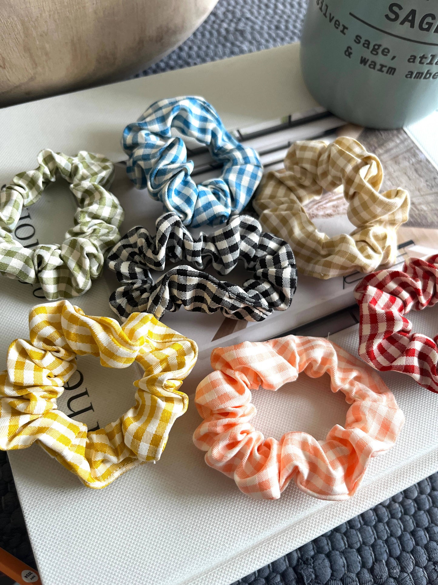 Small Gingham Hair Scrunchies