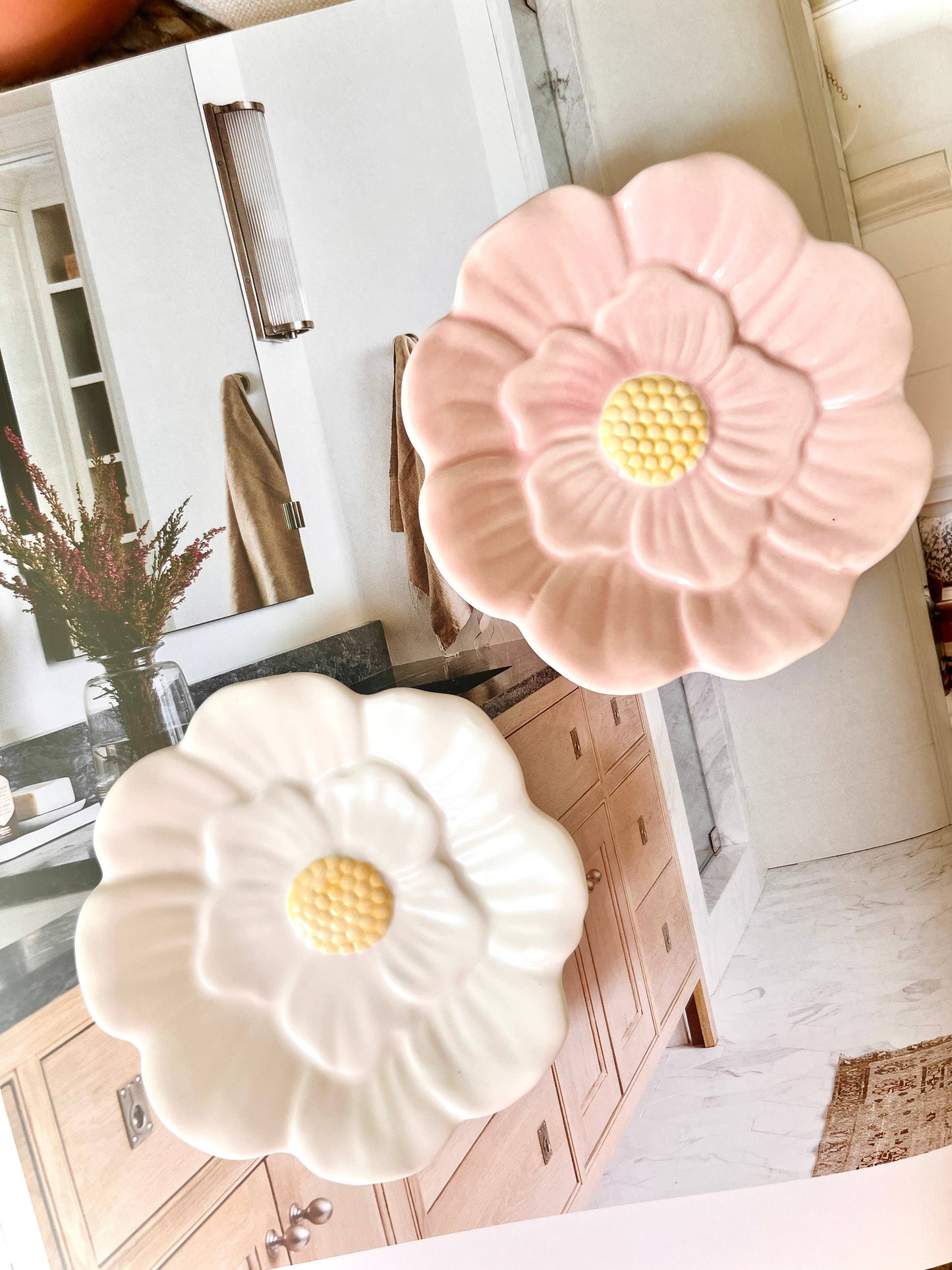 Flower Jewelry Ceramic Dish - Pink or White