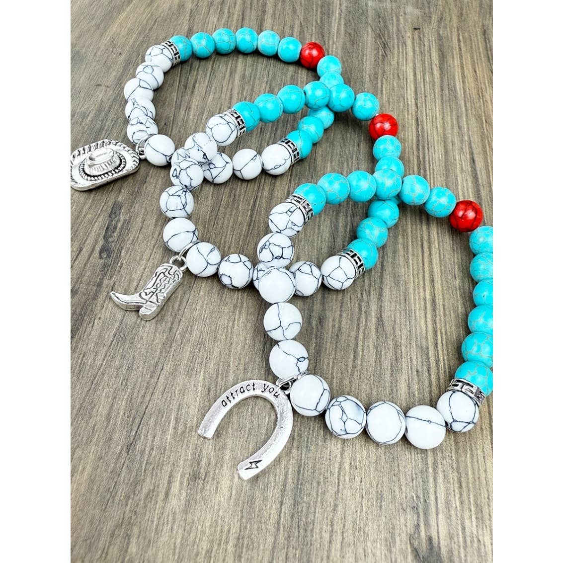Western Cowboy Mix Charms with Turquoise Bracelets