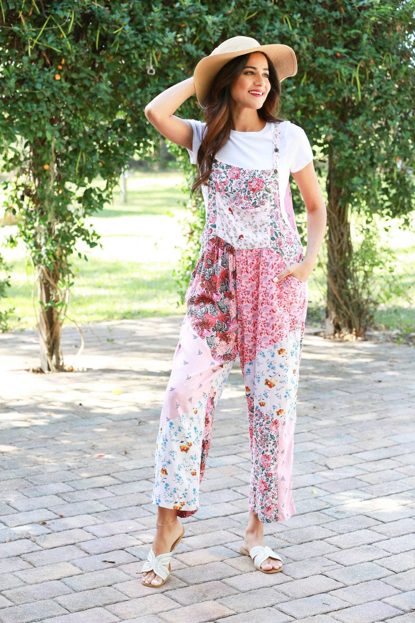 Petal Harmony Patchwork Chic Overalls / Jumpsuit