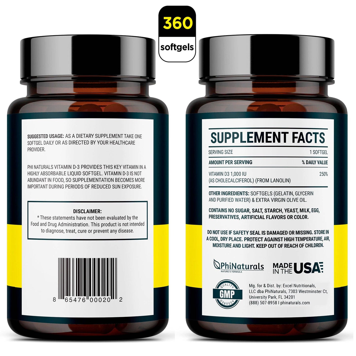 Vitamin D3 1000 IU (365 Softgels)