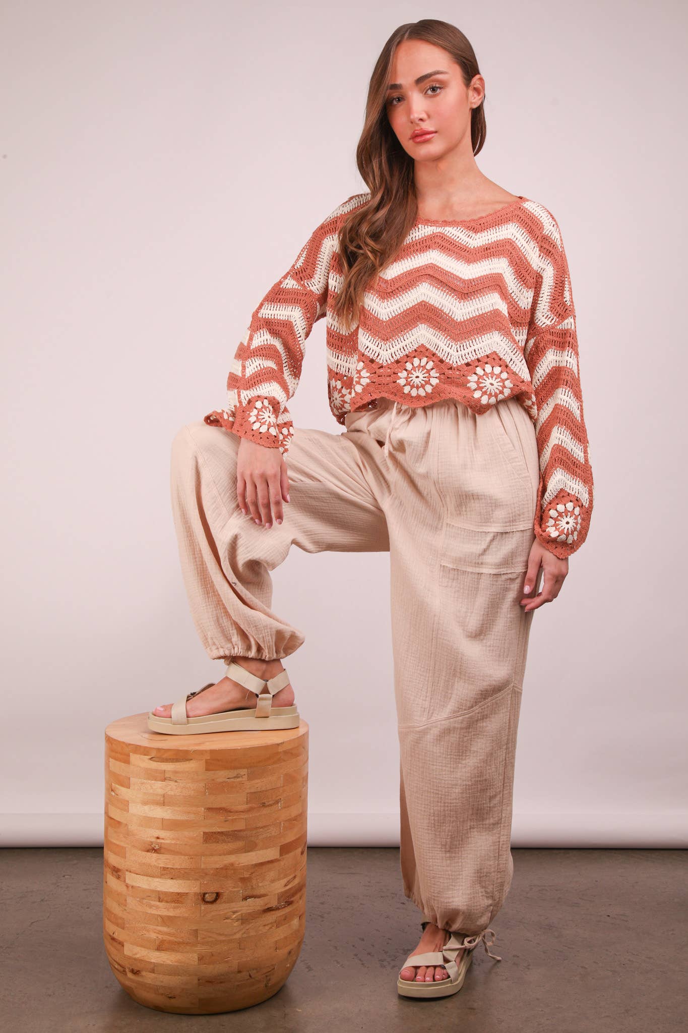 Wide Leg Gauze Solid Pants