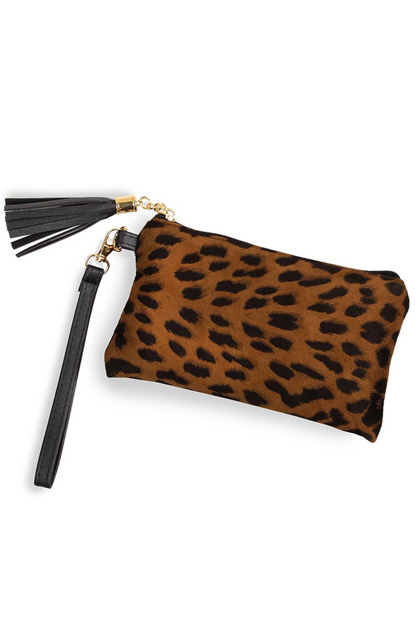 Leopard Print Wristlet Clutch