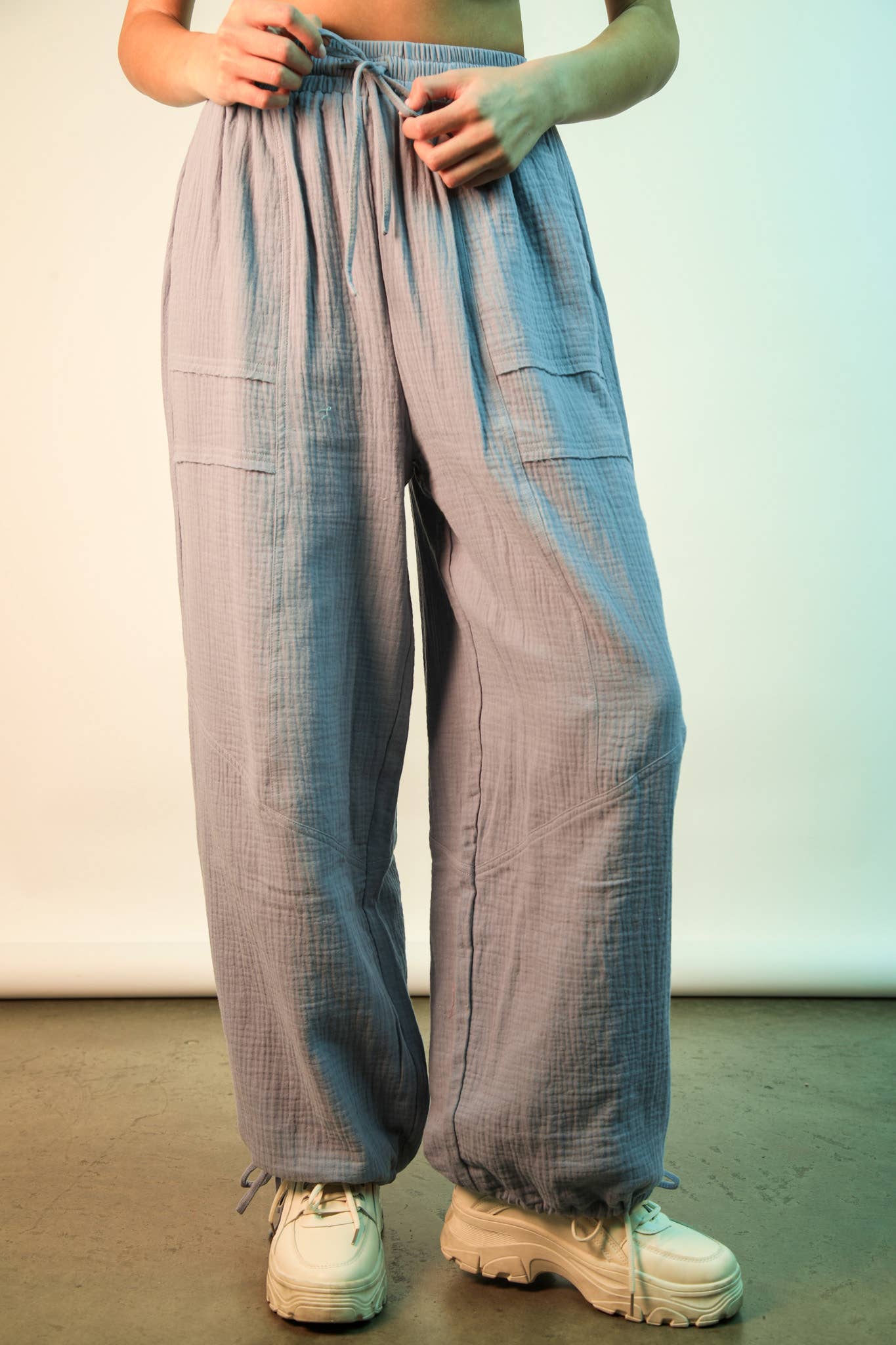Wide Leg Gauze Solid Pants