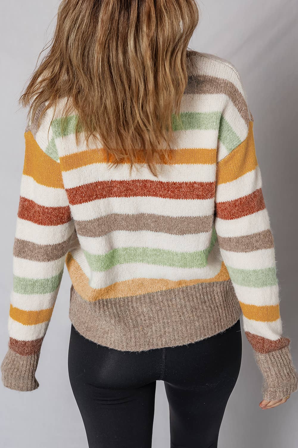 Stripe Crew Neck Drop Shoulder Sweater