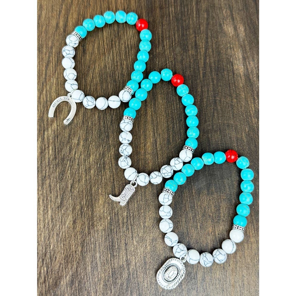 Western Cowboy Mix Charms with Turquoise Bracelets