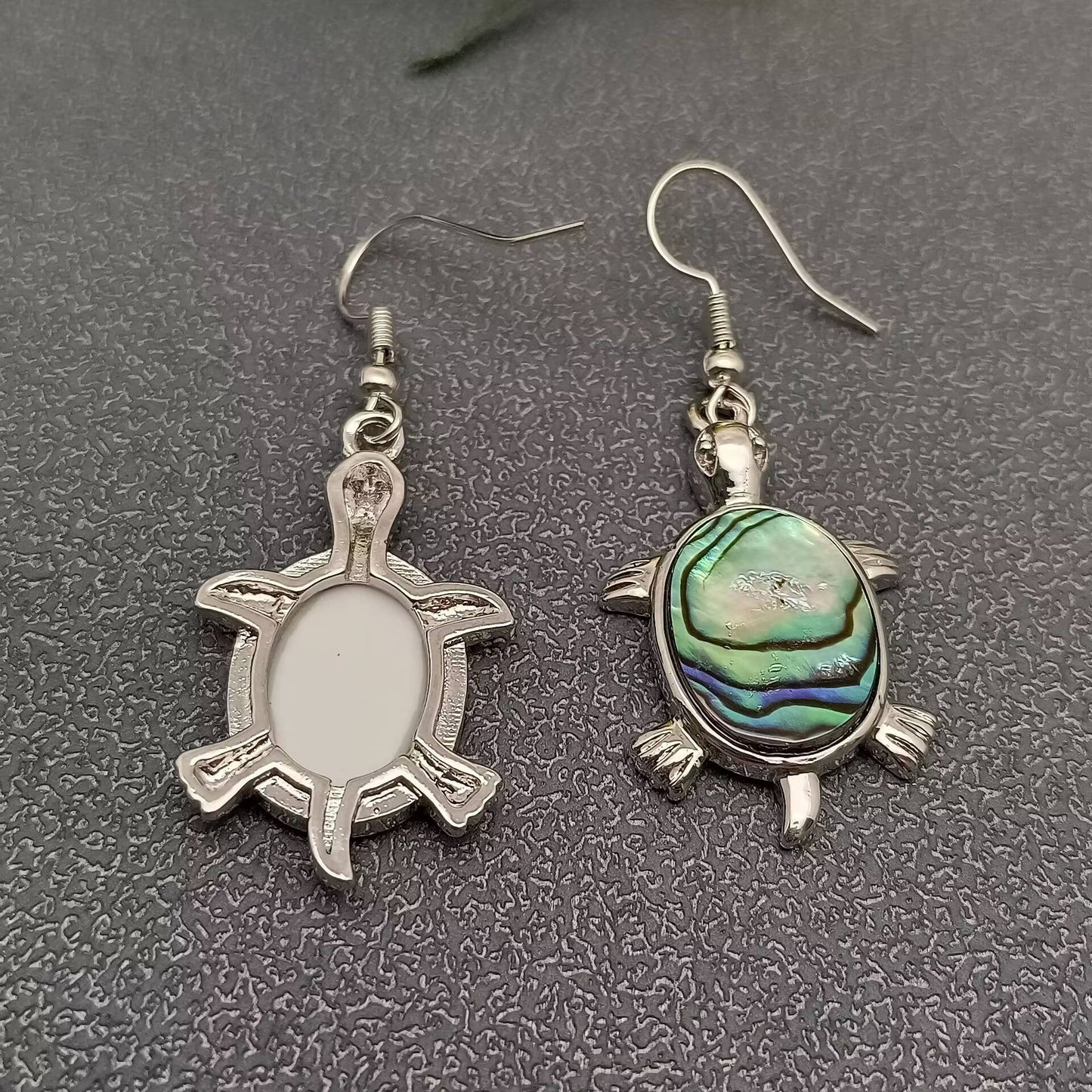Natural Abalone Shell Turtle Charm Dangle Earrings
