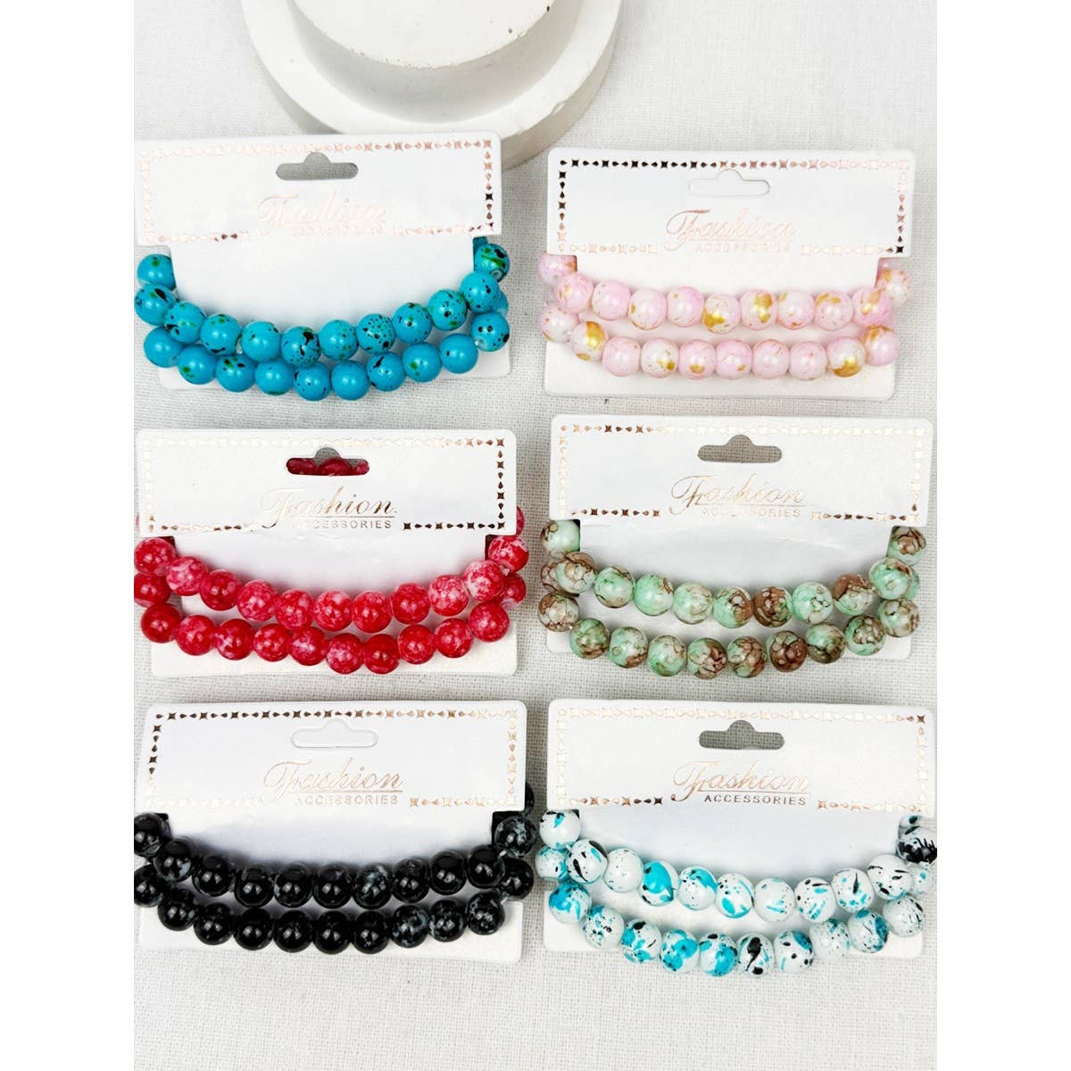 Multi Tone Beaded Stretch Glass Bracelets