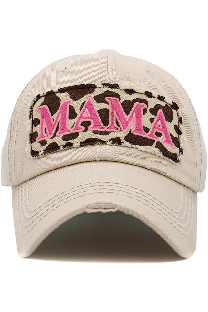 MAMA Leopard Vintage Baseball Cap: Yellow