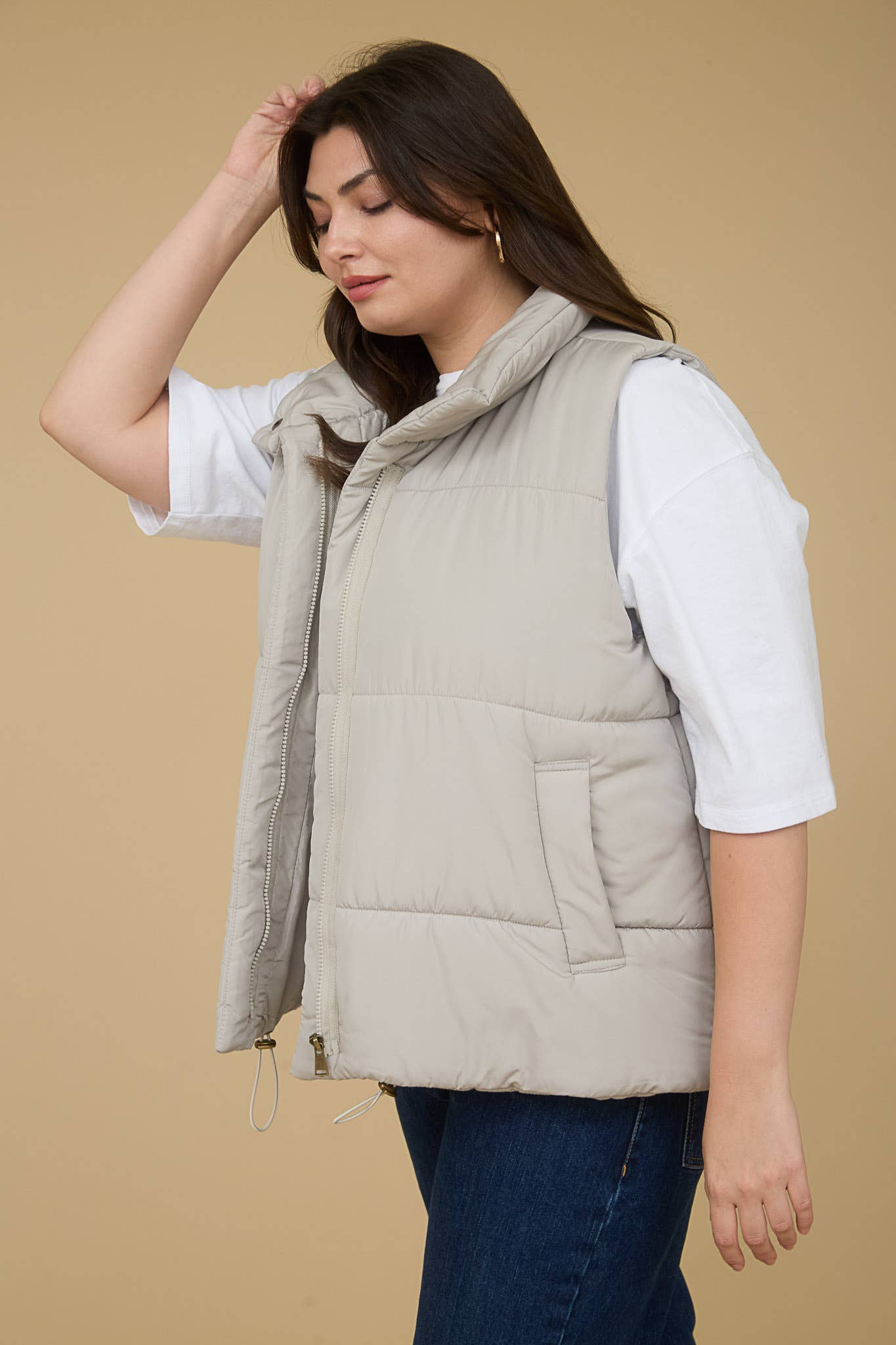 PLUS SOLID ZIP UP PUFFER VEST