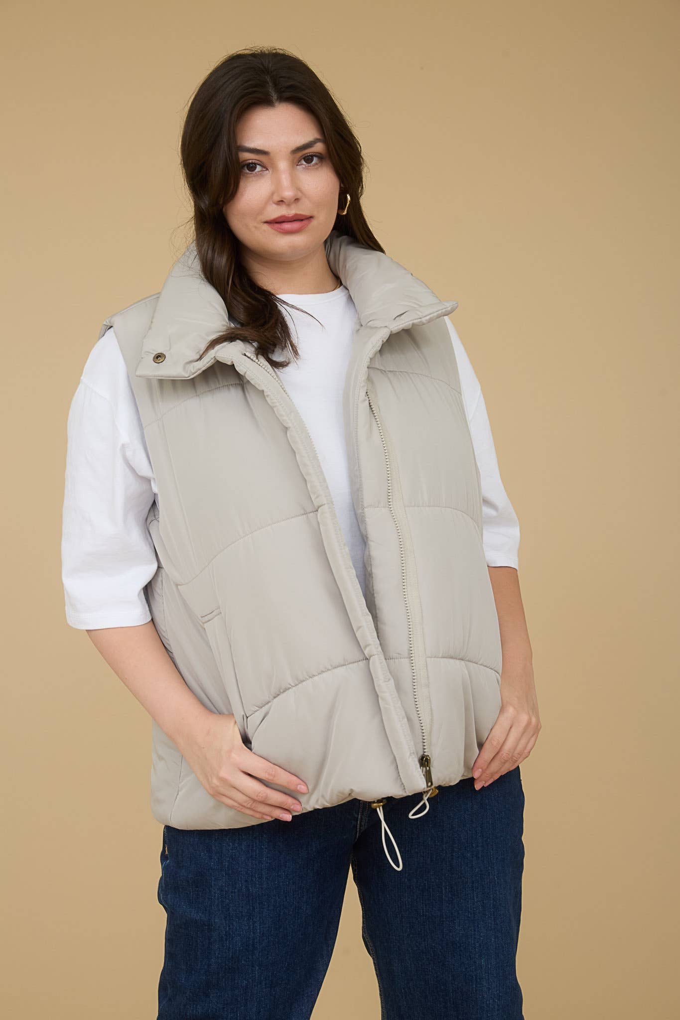 PLUS SOLID ZIP UP PUFFER VEST