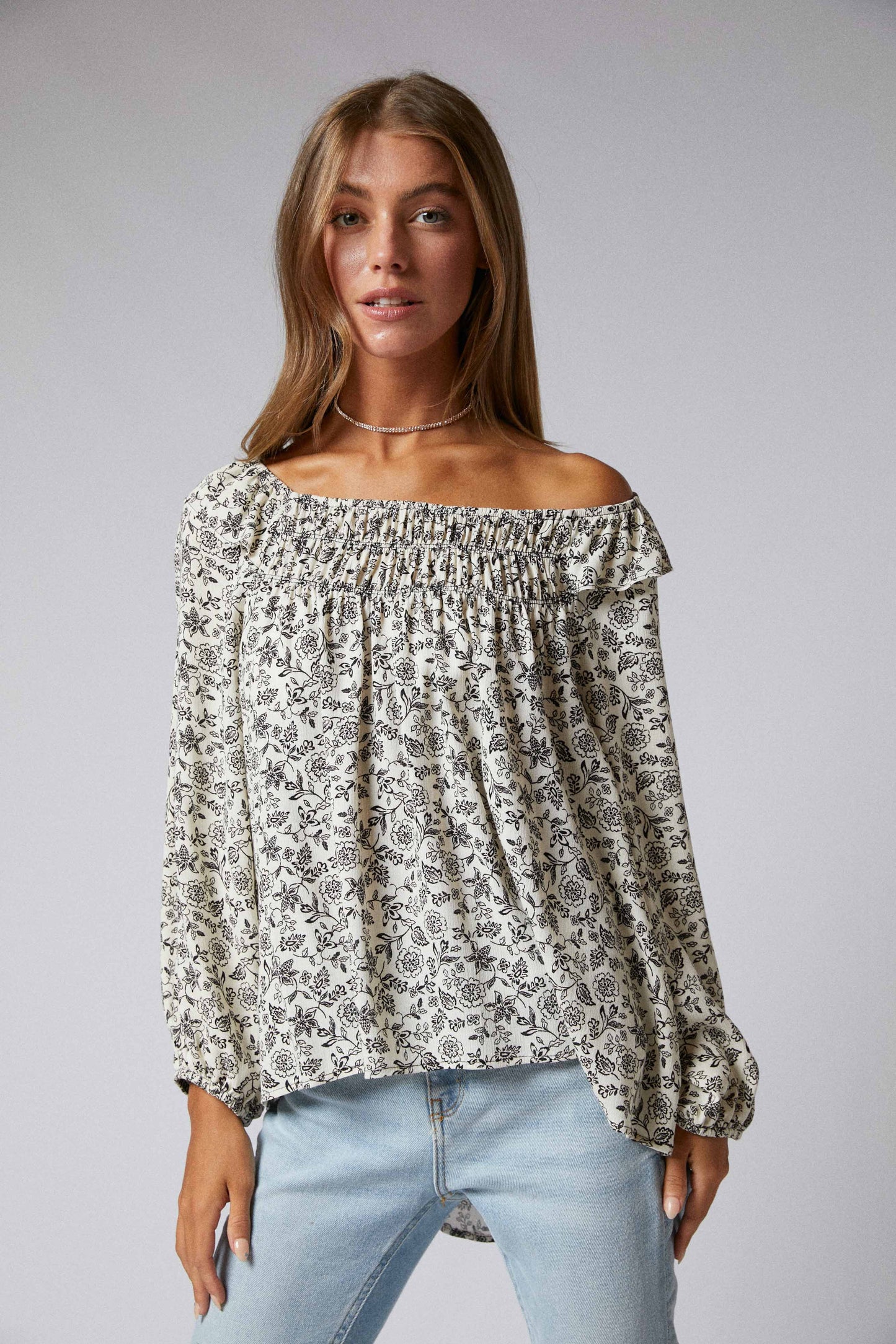 Ruffle Peasant Hi Low Top