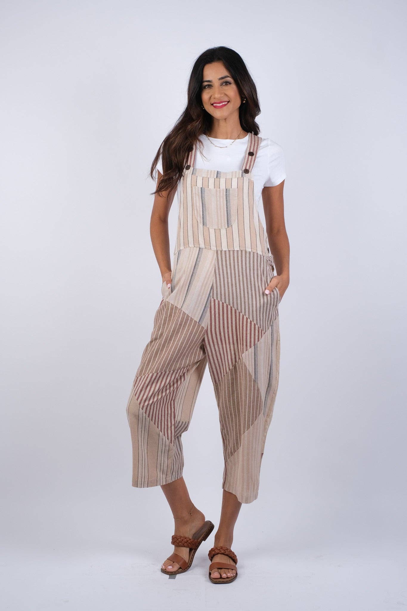 Ethereal Stripes Chic Patchwork Overalls / Jumpsuit
