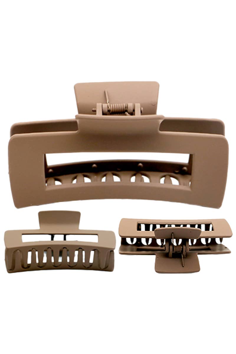 Wide Block Matte Earth Tone Hair Claw - 4 Inch