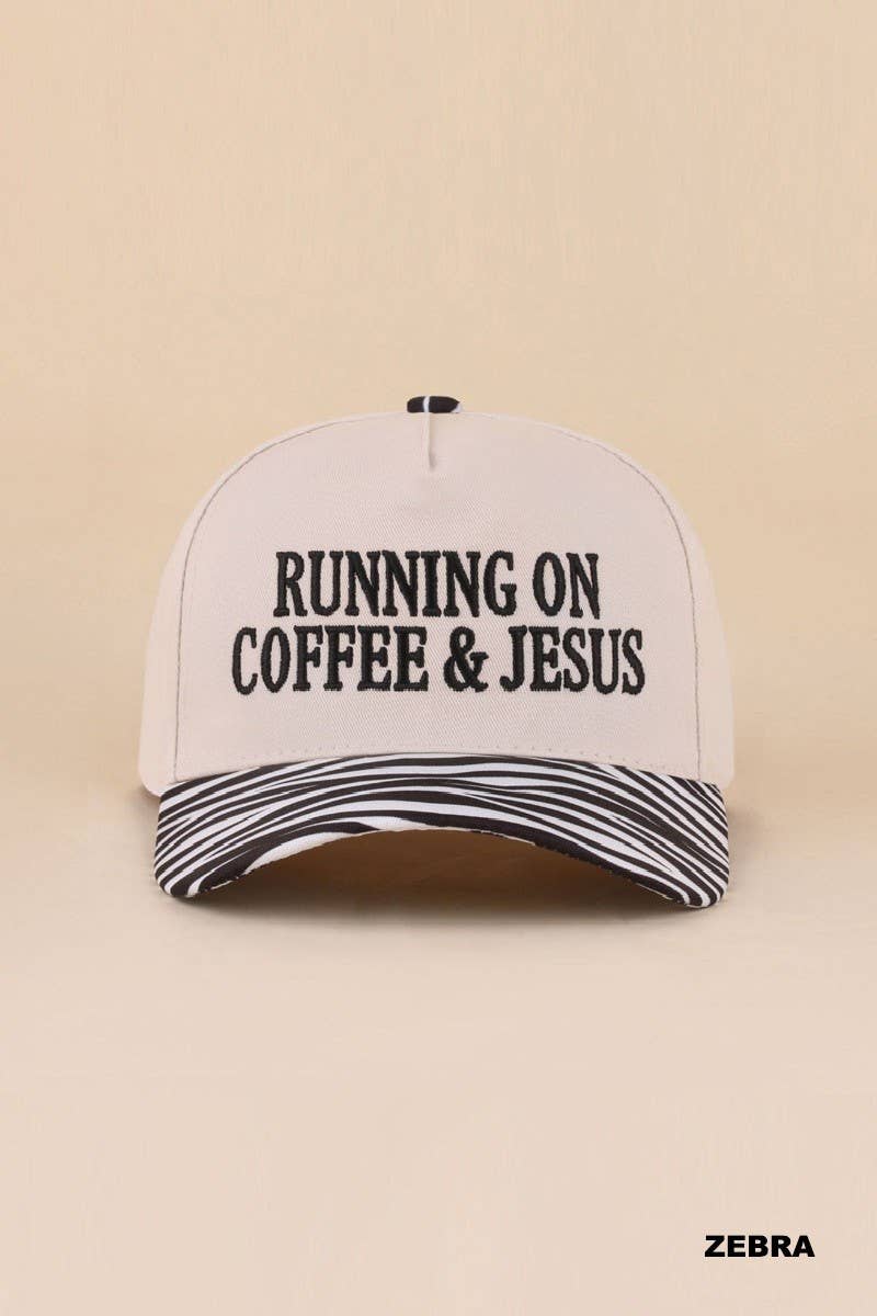 Running On Coffee and Jesus Two Tone Cotton Hat: COW