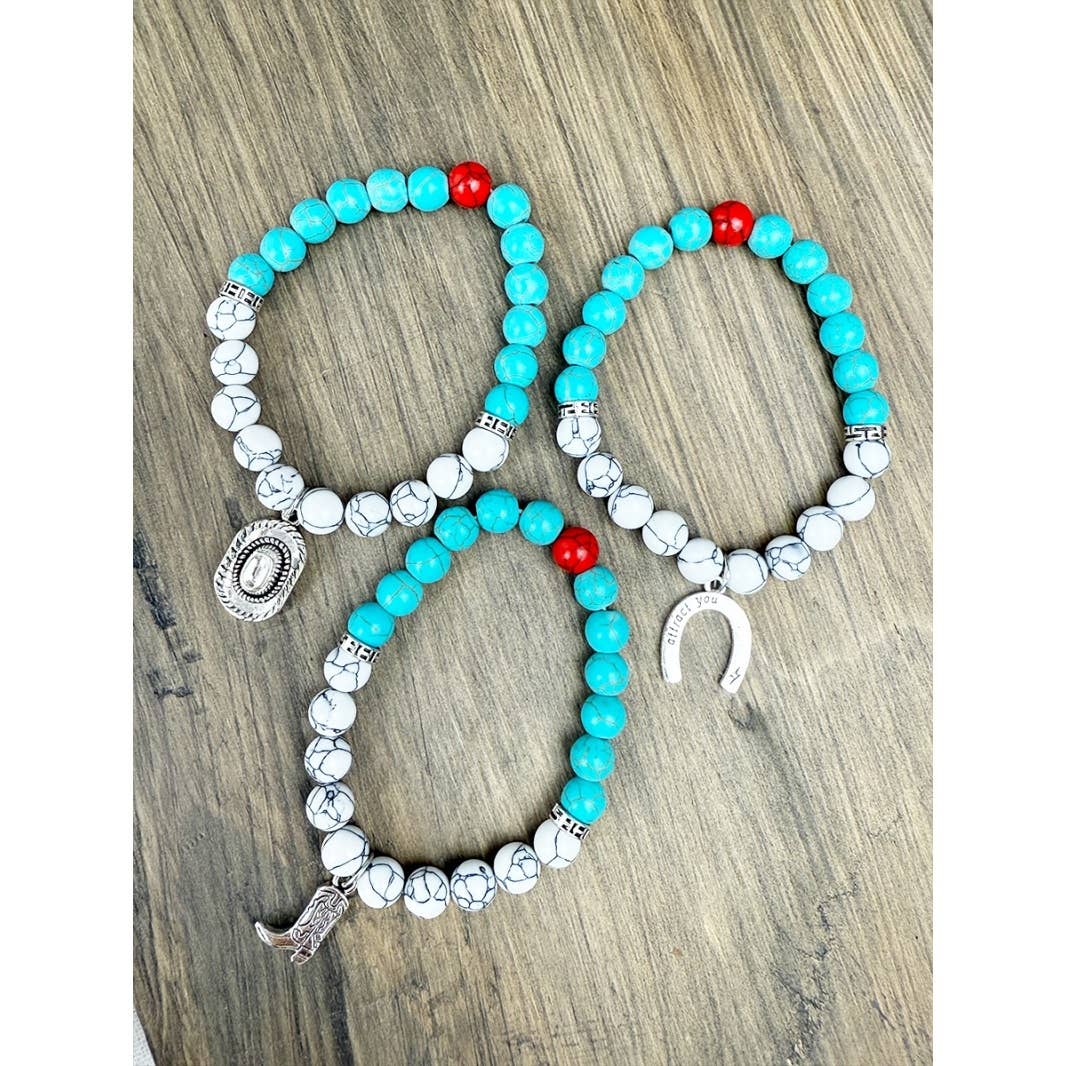 Western Cowboy Mix Charms with Turquoise Bracelets