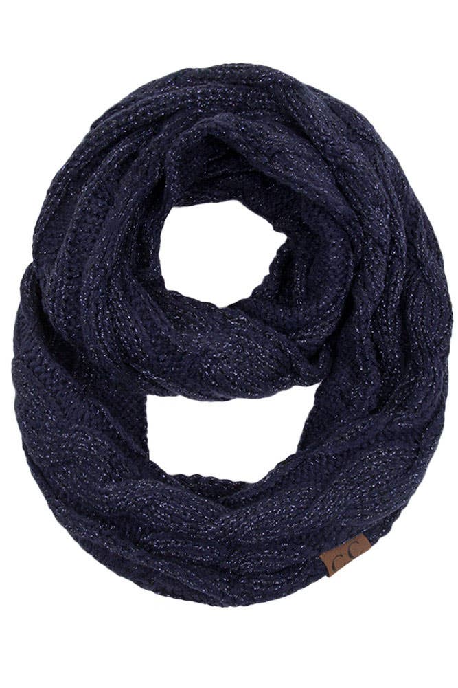 C.C Knitted Metallic Scarf: Teal/Teal