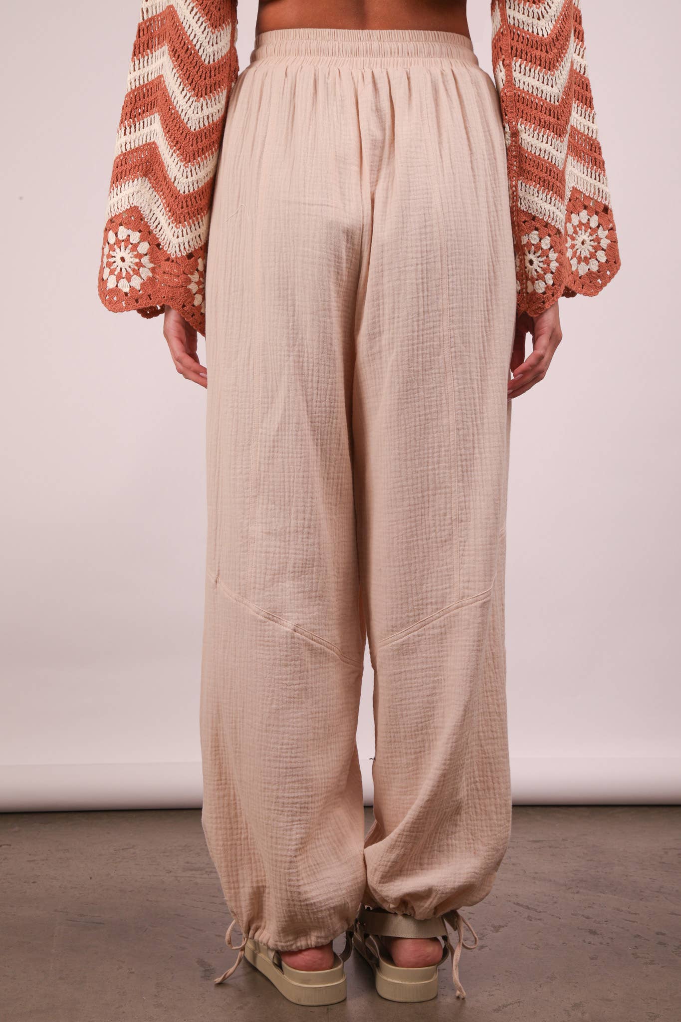 Wide Leg Gauze Solid Pants