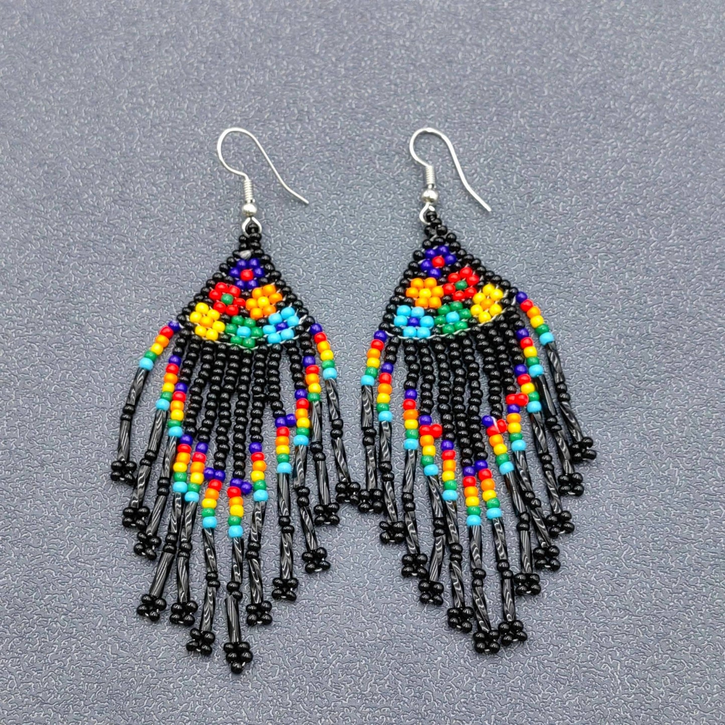 Boho Hand-woven Seed Beans Flower Fringe Earrings