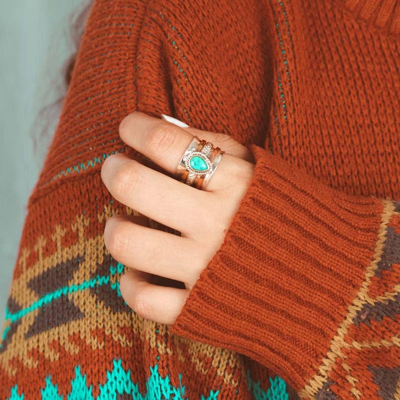 Bohemian Vintage Turquoise Plated Ring