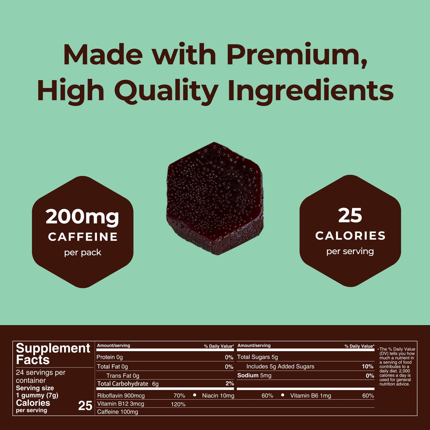 Mocca Shots Mint Chocolate Caffeine Gummy One Packet