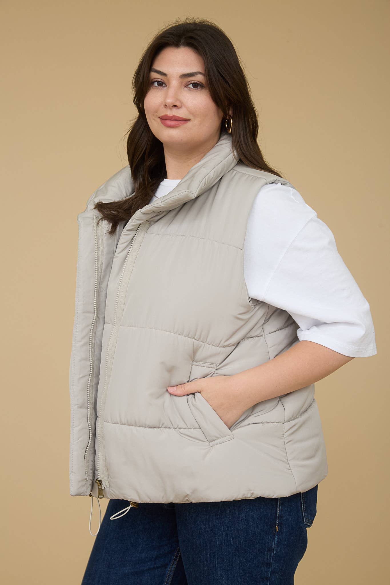 PLUS SOLID ZIP UP PUFFER VEST