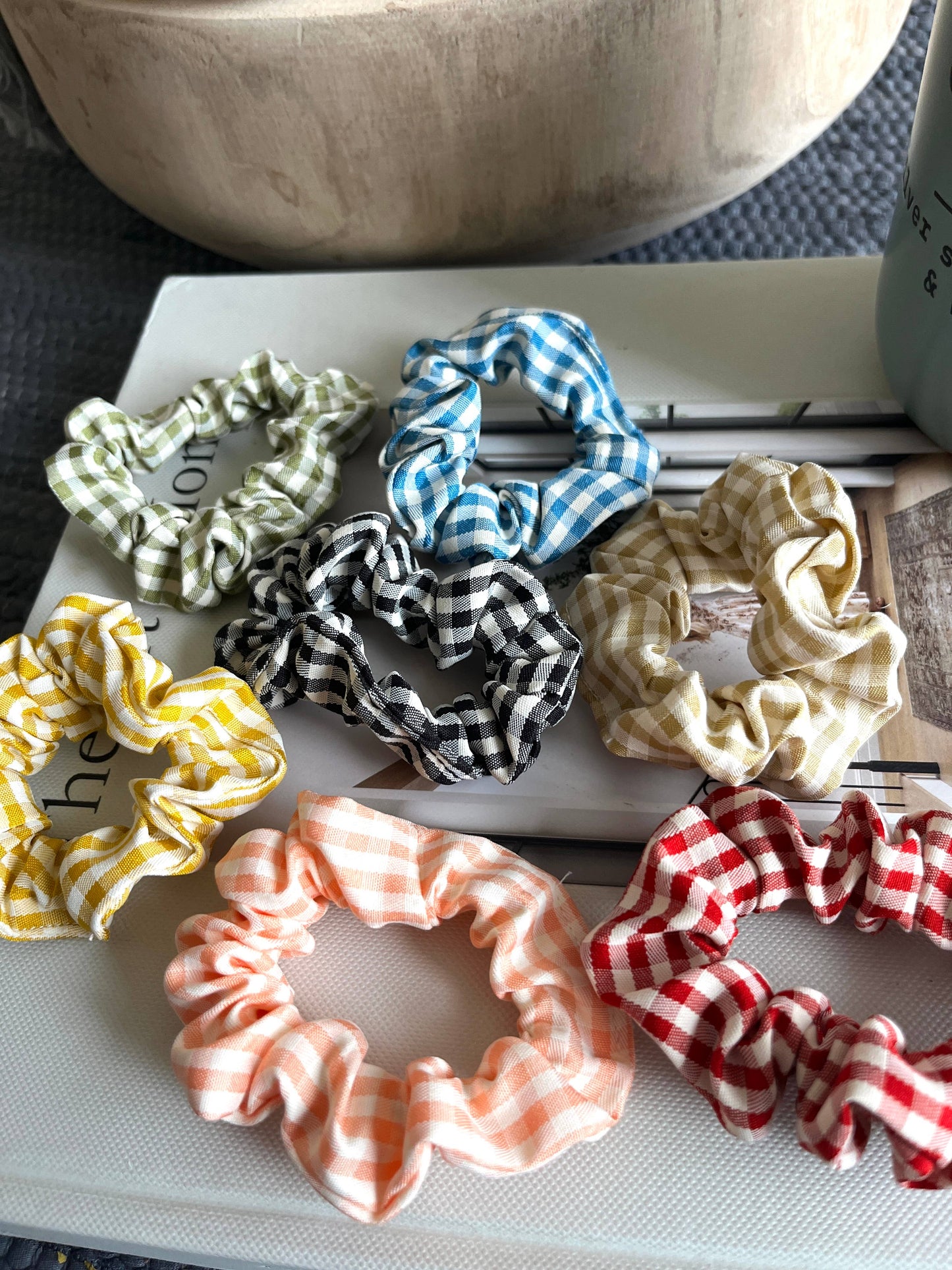 Small Gingham Hair Scrunchies