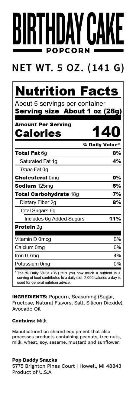 Pop Daddy Flavored Popcorn-Birthday Cake