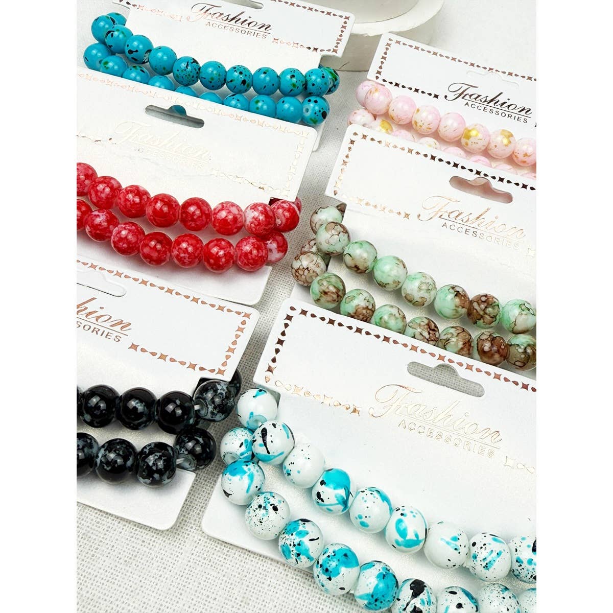Multi Tone Beaded Stretch Glass Bracelets