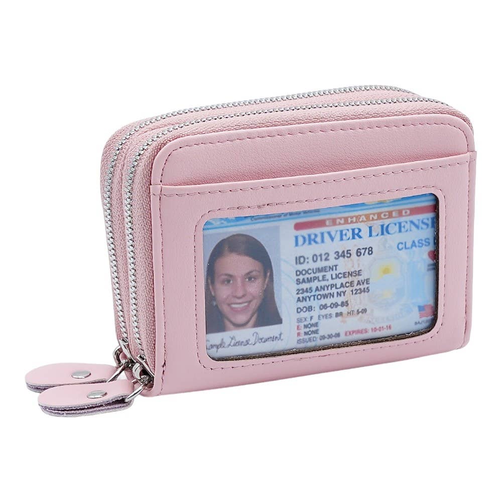Leather Credit Card Holder with Zipper, Wallet for Women