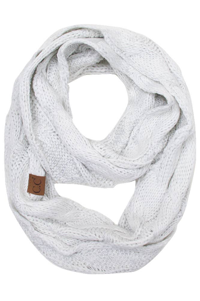 C.C Knitted Metallic Scarf: Teal/Teal
