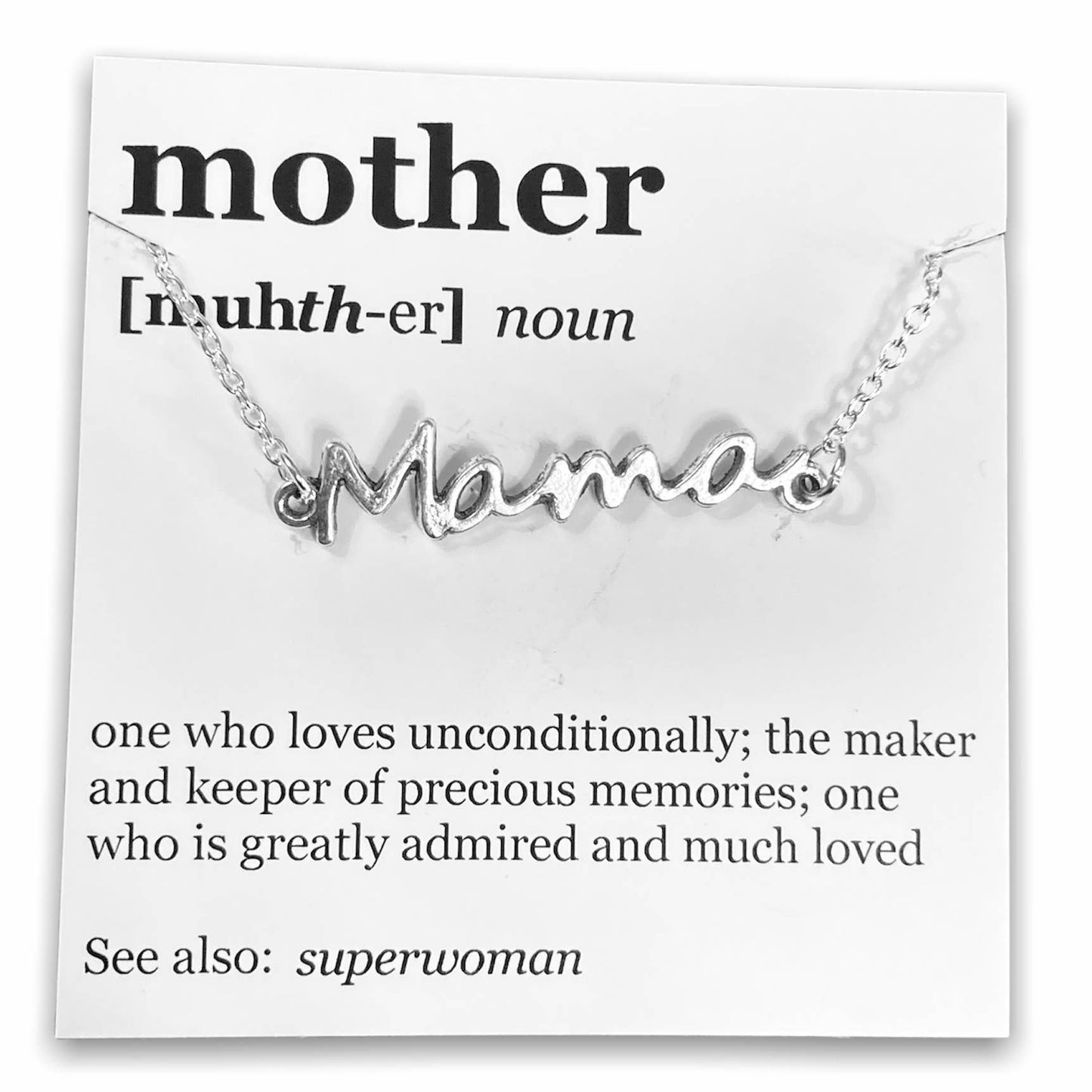 Mother's Day Pendant Necklace on "Mother" Dictionary Card: H