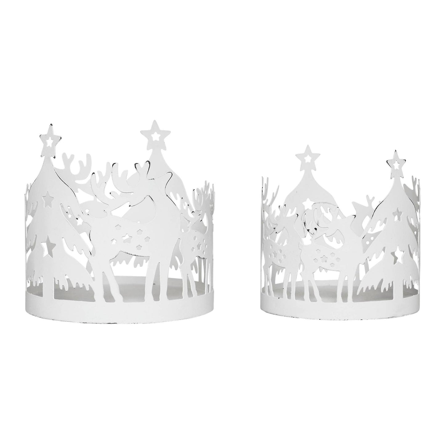 Votive Candle Holder Reindeer Antique White Set of 2